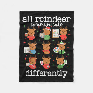 All Reindeer Communicate Differently Xmas Autism A Fleece Blanket