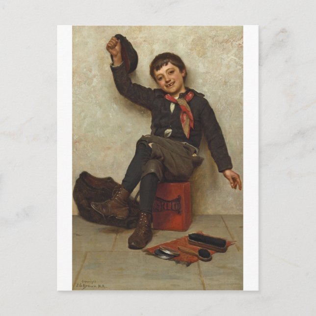 “All Right” Shoe Shine Boy by John George Brown Postcard (Front)