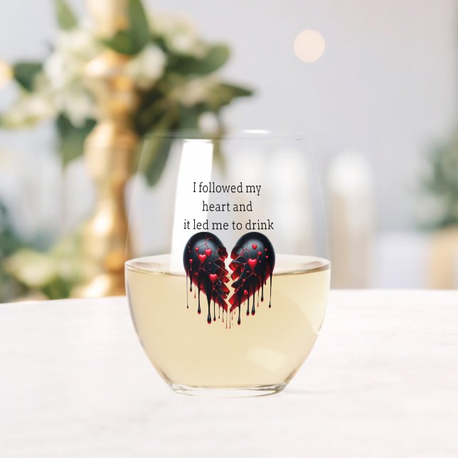 All roads lead here stemless wine glass (Insitu (Wedding))