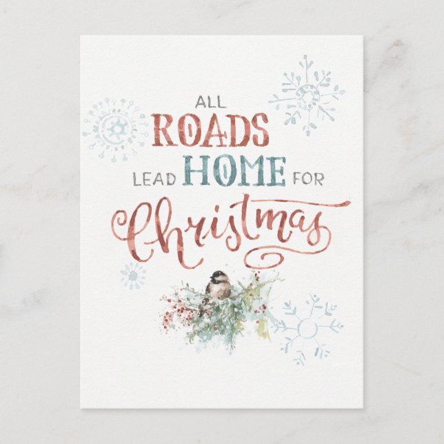 All Roads Lead Home for Christmas Holiday Postcard (Front)
