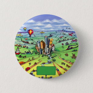 All Roads Lead to Houston Texas 6 Cm Round Badge