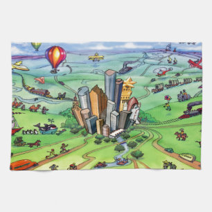 All Roads lead to Houston Texas Tea Towel