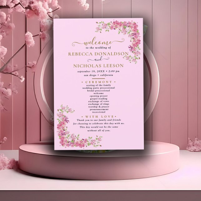 All Rosy Cute Flowers Botanical Wedding Program (Creator Uploaded)
