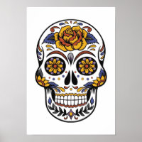 All Saints Day of the Dead Colourful Skull