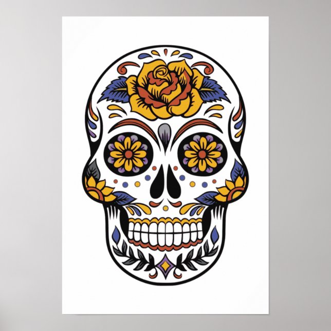 All Saints Day of the Dead Colourful Skull Poster (Front)