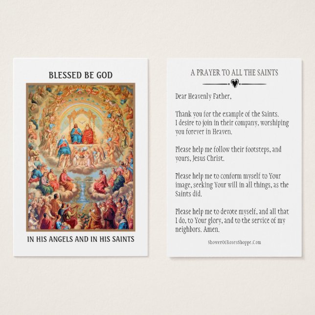 ALL SAINTS DAY PRAYER CELEBRATION HOLY CARDS (Front & Back)