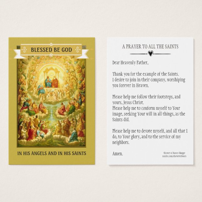 ALL SAINTS DAY PRAYER CELEBRATION HOLY CARDS (Front & Back)