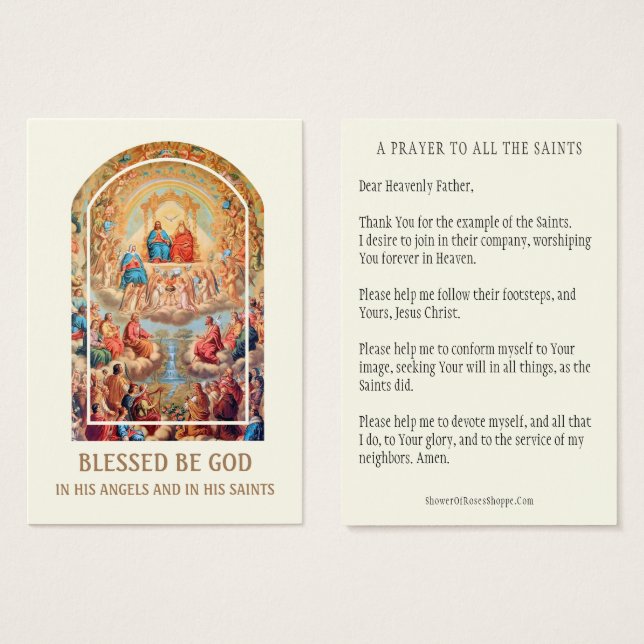 ALL SAINTS DAY PRAYER TRADITIONAL HOLY CARDS (Front & Back)