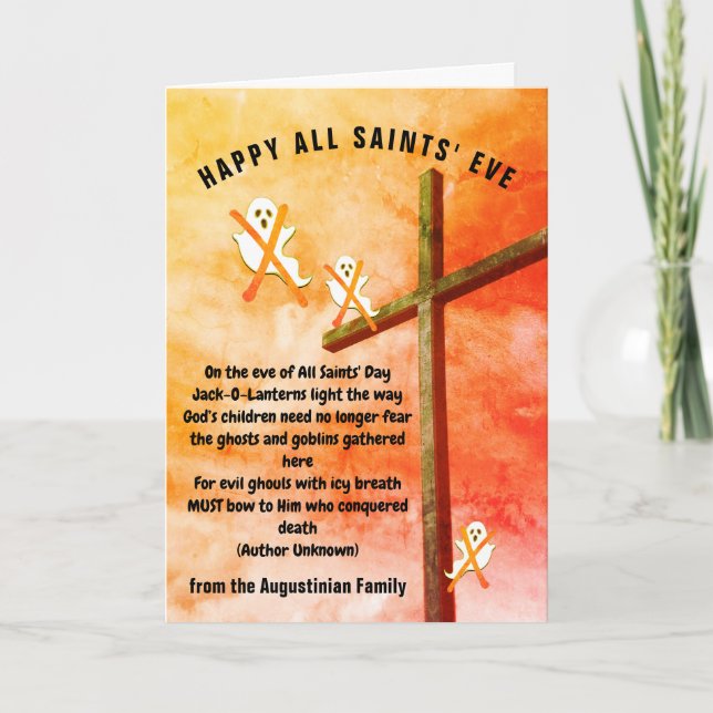 ALL SAINTS EVE POEM Christian Halloween Card (Front)