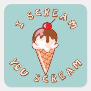 All Scream For Ice Cream Square Sticker