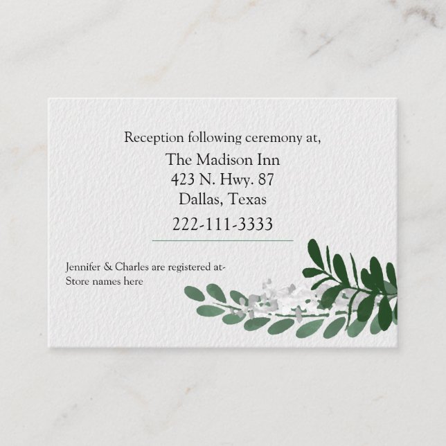 All Season Green Foliage Wedding Enclosure Card (Front)
