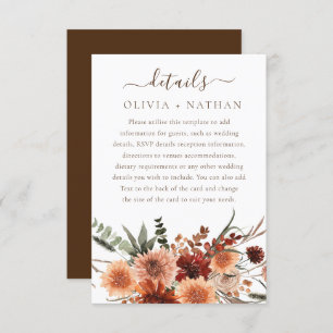 All Seasons Divine Boho Floral Wedding Details Enclosure Card