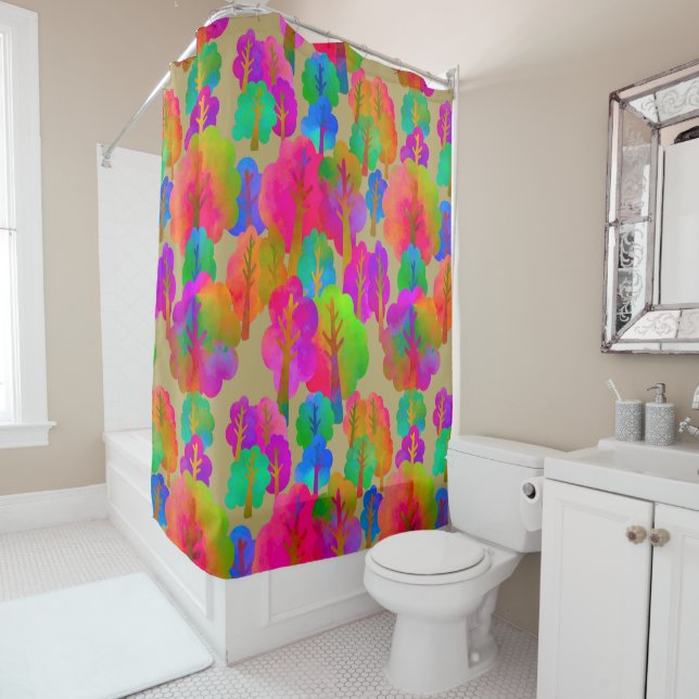 All Seasons Forest Fawn Brown Shower Curtain (In Situ)