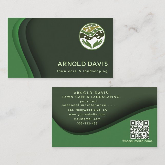 All seasons modern lawn care and landscaping logo business card (Front/Back)