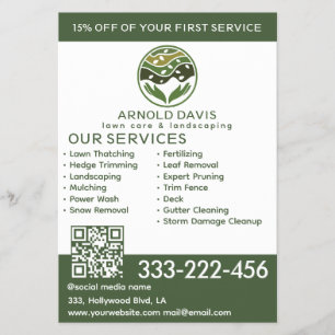 All seasons modern lawn care and landscaping logo flyer