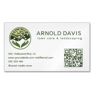 All seasons modern lawn care and landscaping logo Magnetic business card