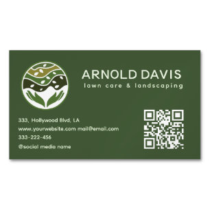 All seasons modern lawn care and landscaping logo Magnetic business card