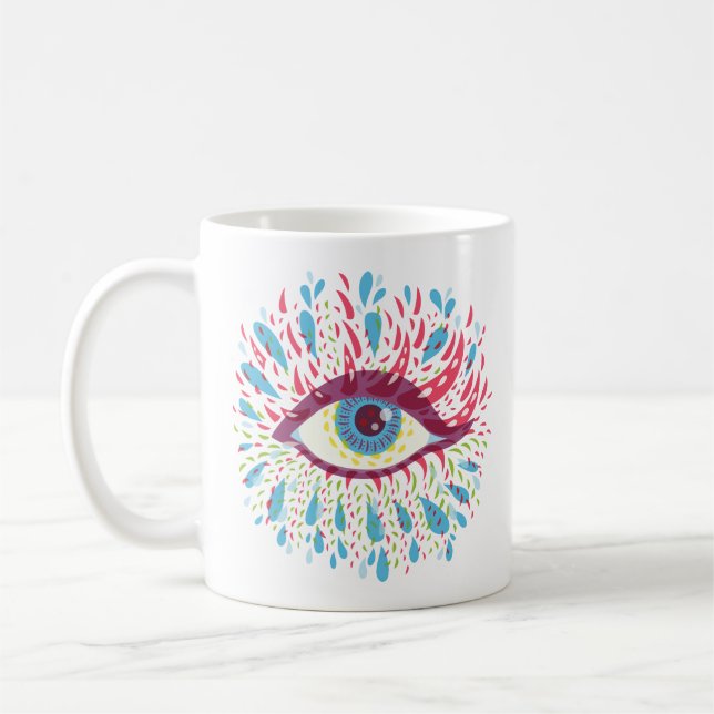 All seeing eye - Evil eye - Trippy Psychedelic Coffee Mug (Left)