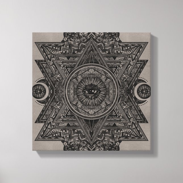All Seeing eye in Sacred Geometry Drawing Canvas Print (Front)