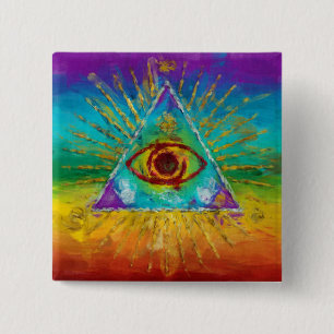 All Seeing Eye Of God - abstract sketchy 15 Cm Square Badge