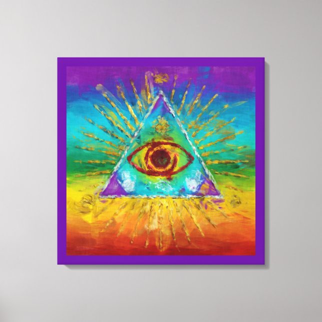 All Seeing Eye Of God - abstract sketchy Art Canvas Print (Front)