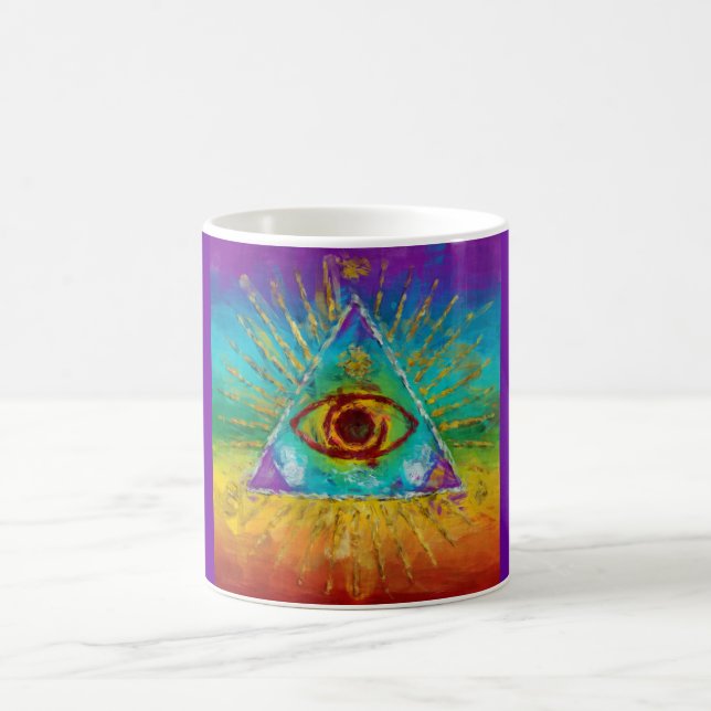 All Seeing Eye Of God - abstract sketchy Art Coffee Mug (Center)