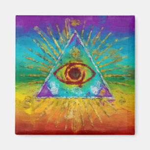 All Seeing Eye Of God - abstract sketchy Art Magnet