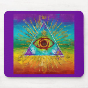 All Seeing Eye Of God - abstract sketchy Art Mouse Mat