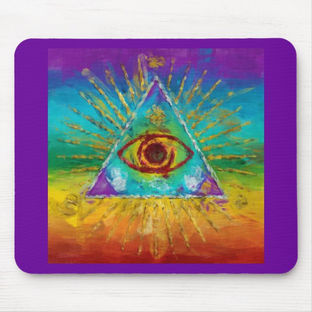 All Seeing Eye Of God - abstract sketchy Art Mouse Mat (Front)