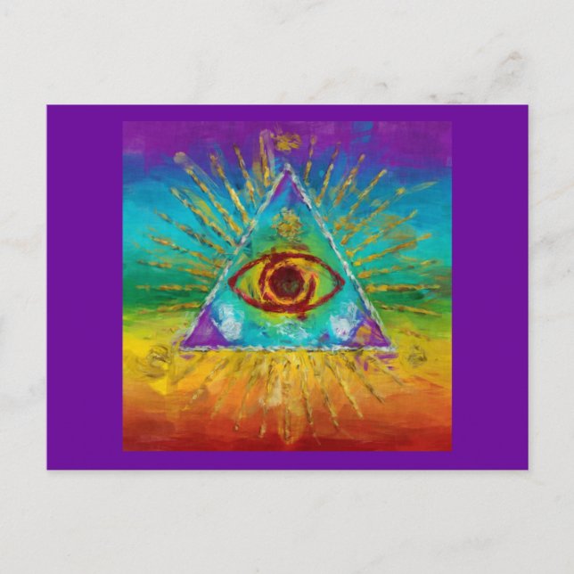 All Seeing Eye Of God - abstract sketchy Art Postcard (Front)