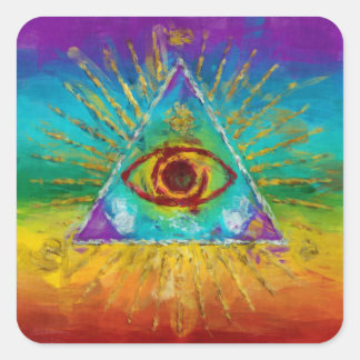 All Seeing Eye Of God - abstract sketchy Art Square Sticker