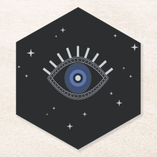 All seeing eye protect from evil eye magic symbol paper coaster