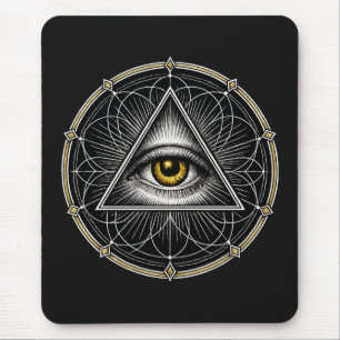 All Seeing Eye Sacred Geometry Black Mouse Mat