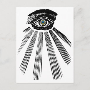 All Seeing Eye Square and Compass Masonic Postcard