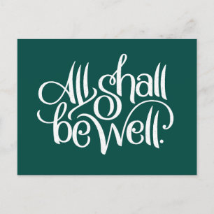 All Shall Be Well Turquoise Postcards