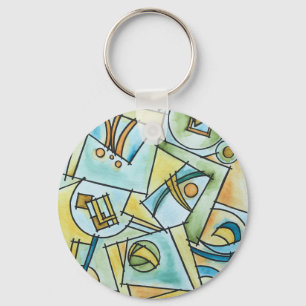 All Shapes And Sizes-Hand Painted Modern Geometric Key Ring