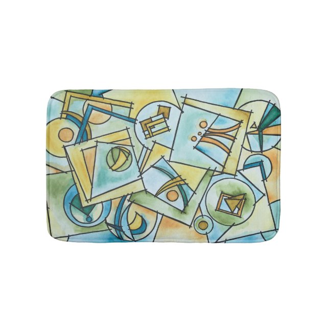 All Shapes And Sizes-Modern Bauhaus Geometrc Bath Mat (Front)