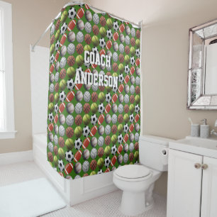 All Sports Balls Coach Shower Curtain