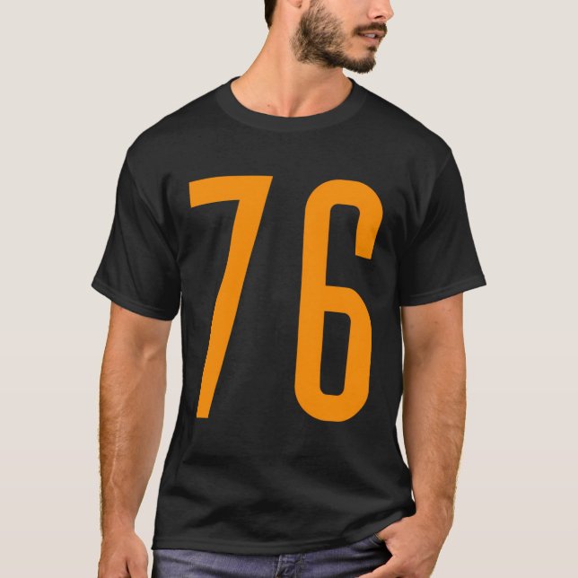 All Sports Fan Favourite Orange Number 76 Jersey T-Shirt (Front)