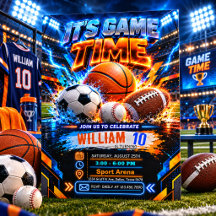All Sports Theme Birthday Party Invitation