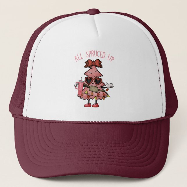 All Spruced Up - Funny Bougie Christmas Tree Trucker Hat (Front)