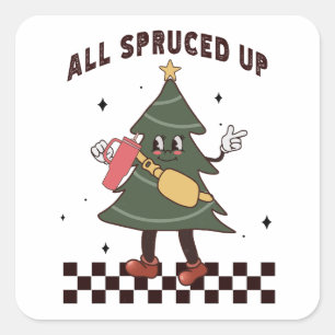 All Spruced Up - Tumbler Inspired Bougie Christmas Square Sticker