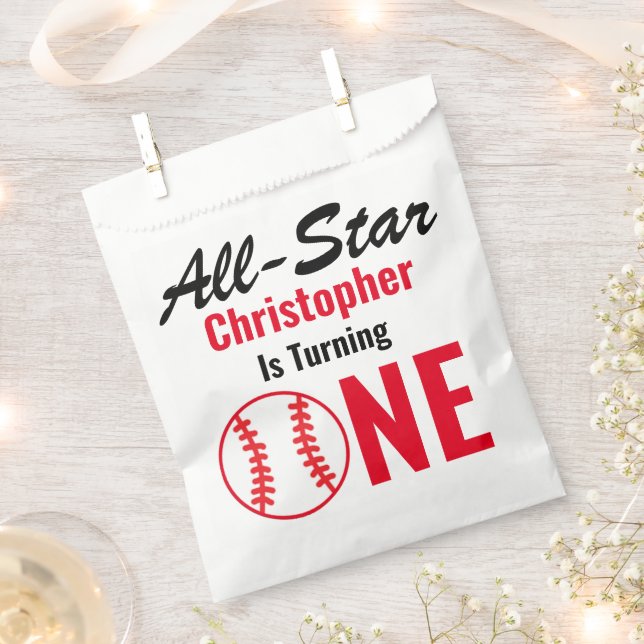 All Star Baseball 1st Birthday Favour Bags (Clipped)