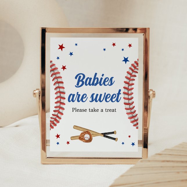 All Star Baseball Baby Shower Babies are Sweet Poster (Sports Baby Shower Babies are Sweet Sign)