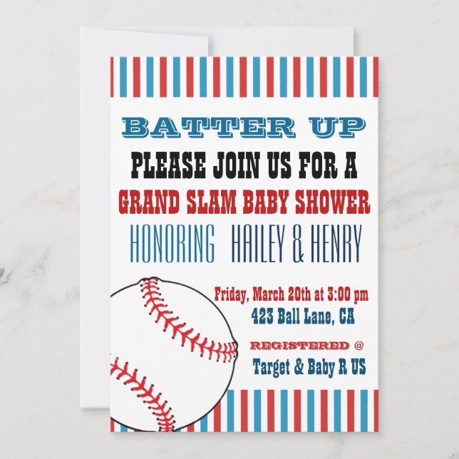 All Star Baseball Baby Shower Invitations (Front)