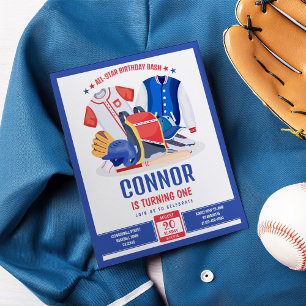 All Star Baseball Budget Birthday Invitation