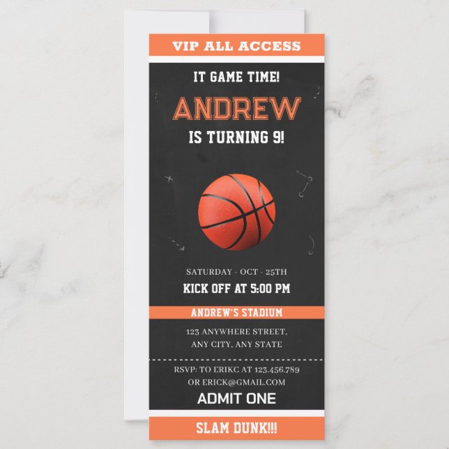 All-Star Basketball Party Admission Passes Invitation (Front)