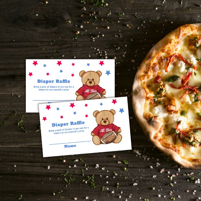 All Star Bear Football Diaper Raffle Baby Shower  Enclosure Card (All Star Bear Football Diaper Raffle Baby Shower Enclosure Card)