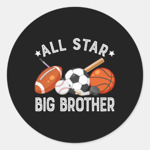 All Star Big Brother Of The Birthday Sketll Soccer Classic Round Sticker