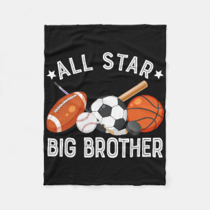 All Star Big Brother Of The Birthday Sketll Soccer Fleece Blanket